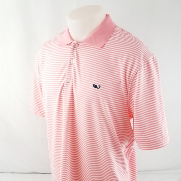 Vineyard Vines Other - Vineyard Vines Polo Shirt Large Pink Striped Poly